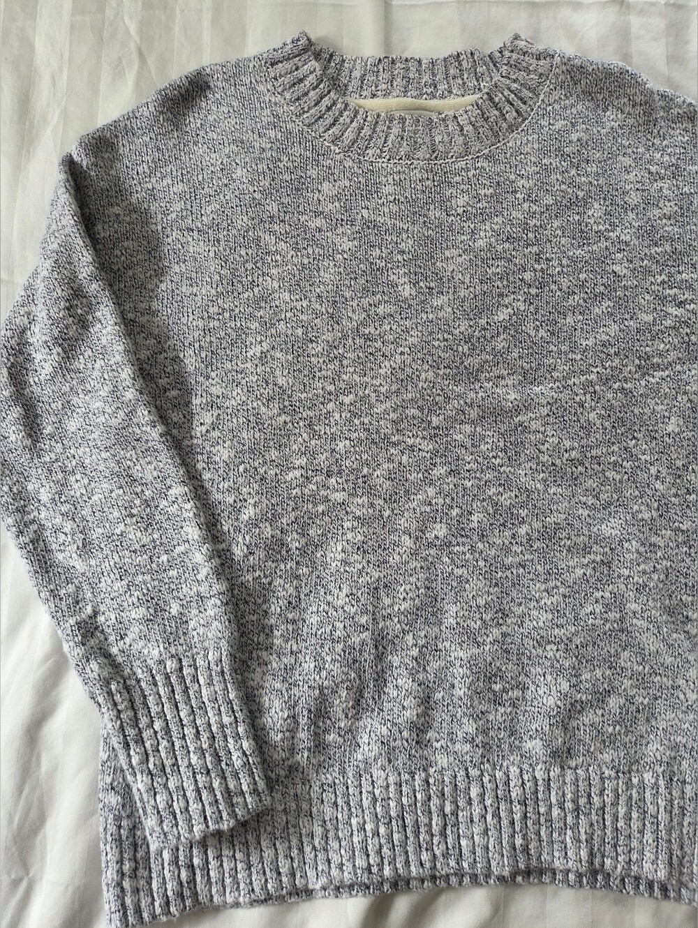 Classic LL Bean Midweight Marled Knit Crewneck Sweater - Heather Gray Sz L